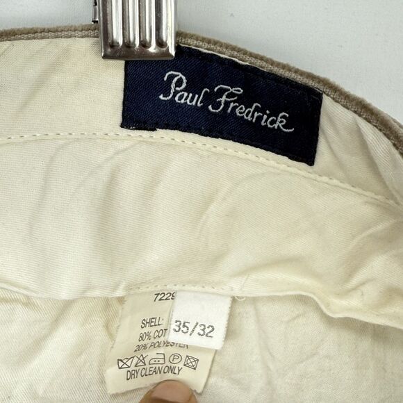 Paul Frederick Mens Pants Brown Corduroy Straight Cuffed Pleat Size 35x32 - Picture 7 of 13
